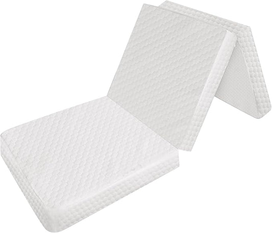 Moonsea Tri Folding Mattress Topper, Memory Foam Tri-fold Mattress with Ultra Soft Waterproof Washable Cover, Single Size 75"x25"x4"
