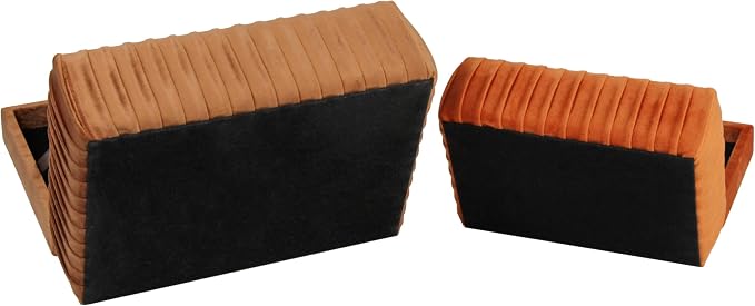 HofferRuffer Velvet Decorative Boxes, Jewelry Boxes Storage Accessory Organizer Boxes with Elegant Handle Decor, Classic Velvet Set of 2 Pieces (Brown) - Image 9