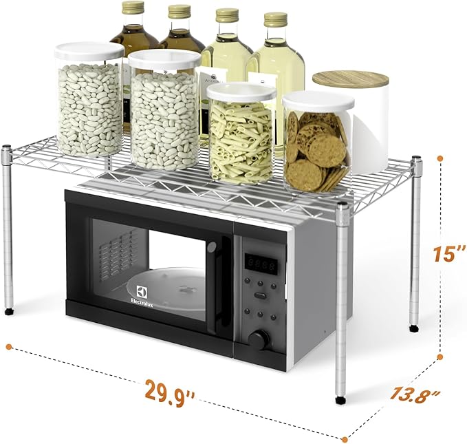 Simple Deluxe 1-Tier Shelving Units, 29.92" W x 13.78" D x 14.96" H Steel Wire Rack Storage Shelving Organizer, Chrome - Image 3