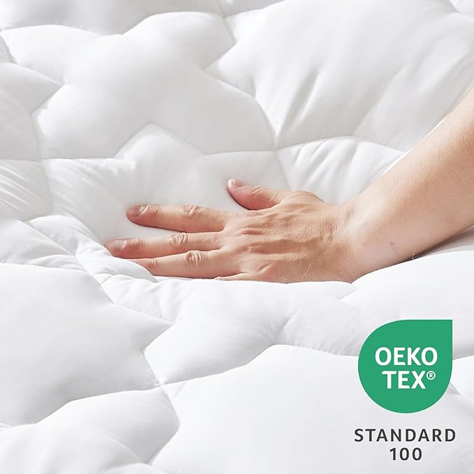 CozyLux California King Mattress Pad - Cotton California King Mattress Topper - Fits up to 8-21" Thick Mattresses, 450GSM Breathable Soft Mattress Cover, Cooling Mattress Protector (72"x84", White)