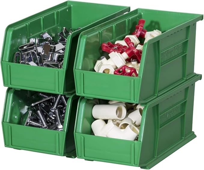 Akro-Mils 30230 AkroBins Plastic Storage Bins, Space-Saving Stackable Bins for Garage, Pantry, Craft Organization, 11" x 5" x 5", Green, 12-Pack - Image 13