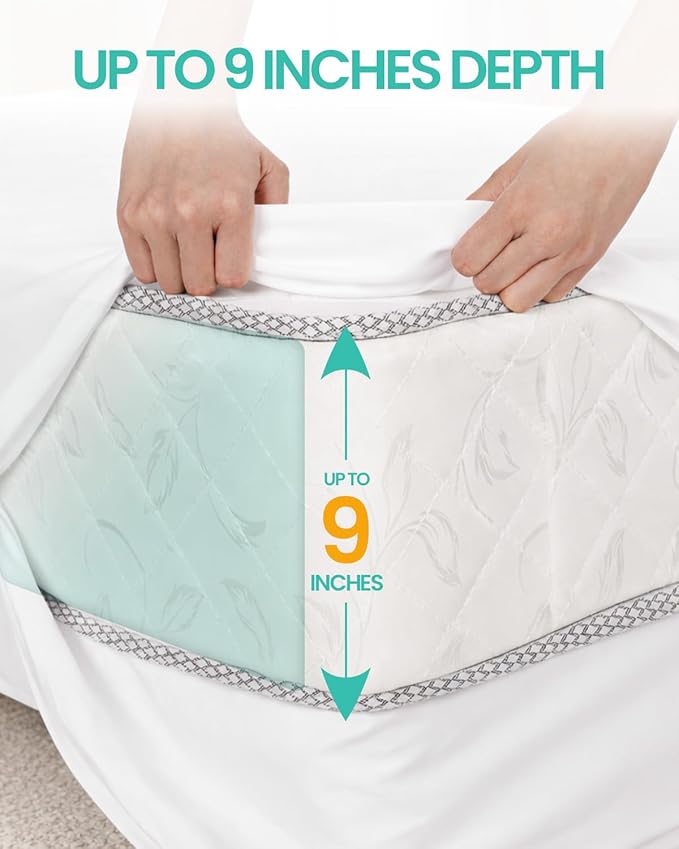 39"x80" Twin XL Mattress Protector 9" Depth【Dorms Hotel Exclusive】 Box Spring Mattress Cover Waterproof Soft Noiseless Breathable Mattress Encasement