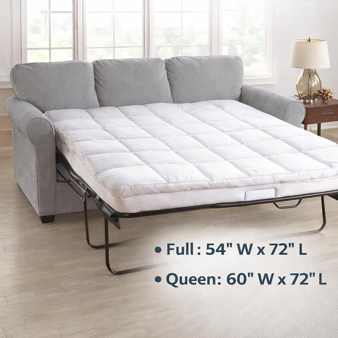 BrylaneHome Sofa Bed Mattress Topper - Queen, White