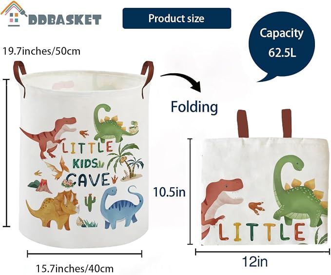 Kids Laundry Basket Animal Hamper for Nursery Dinosaur Hamper Cute Kids Storage Bin Organizer Room Decor for Home(Dinosaur) - Image 2