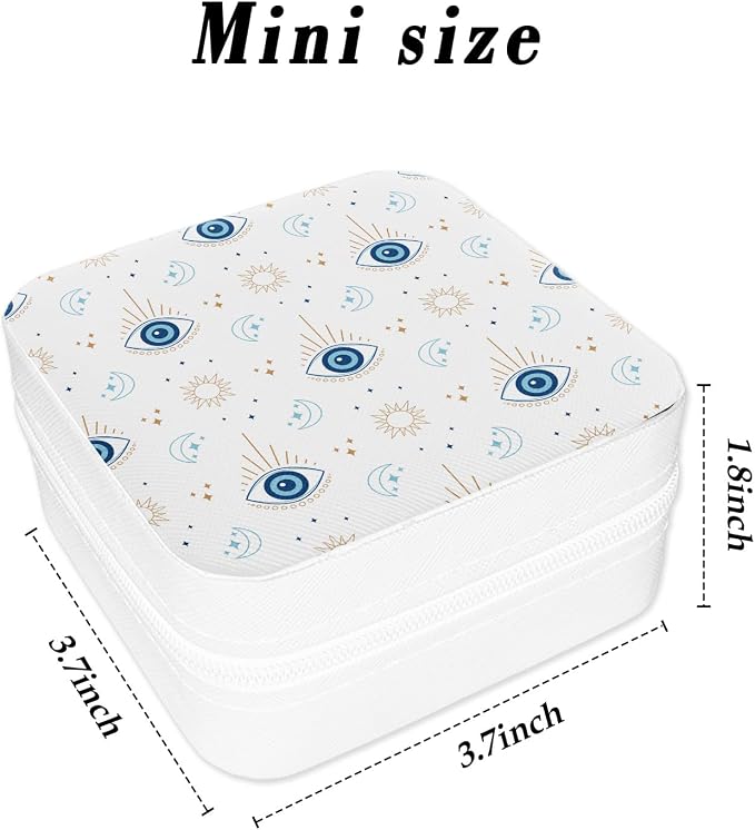 Jewelry Box for Girls Portable Travel Jewelry Organizer Case Jewellery Organizer for Women Jewellery Box for Earring Ring Pendant Necklace Bracelets Christmas Birthday Wedding Gift Evil Eye - Image 2
