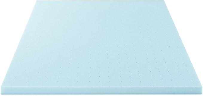 Best Price Mattress 2.5 Inch Ventilated Memory Foam Mattress Topper, Cooling Gel Infusion, CertiPUR-US Certified, Dorm Essentials, Twin, Blue