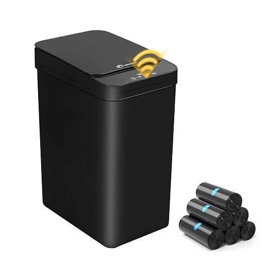 Black Bathroom Trash Can 2.6 Gallon Motion Sensor Trash Cans Automatic Touchless Garbage Bin Small Smart Trash Can for Bathroom,Kitchen, Toilet, Bedroom, RV by LJIACLEATouchlessTrashCan