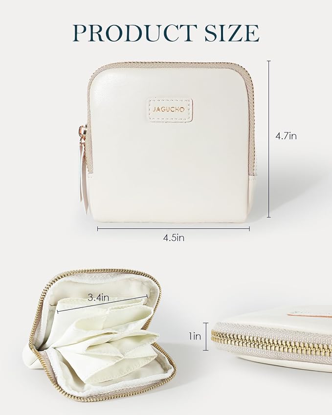 COOLYOUTH Travel Jewelry Case Organizer for Women Portable Jewelry Box with Small Pouches Mini Jewelry Bag for Rings, Bracelets, & Bangles with Smooth Metal Zipper (Ivory) - Image 6