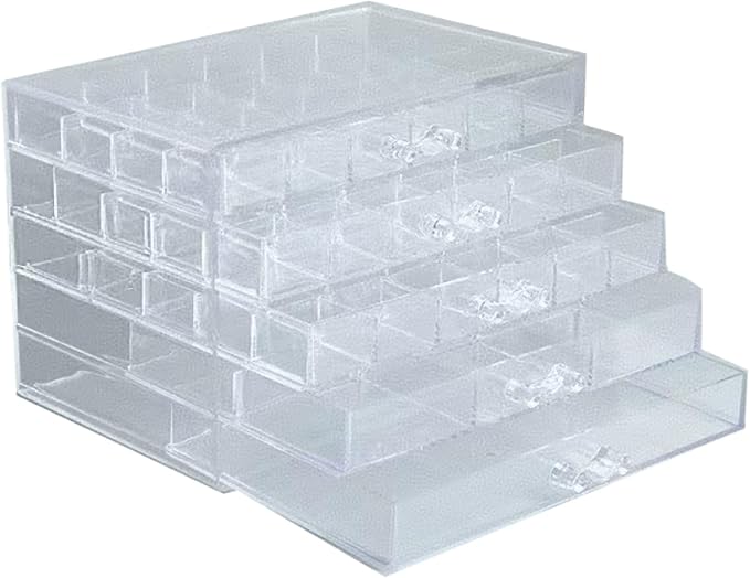 Feadily Acrylic Jewelry Organizer Box, Jewelry Drawer Organizer With 5 Drawers 79 Grids, Clear by Feadily