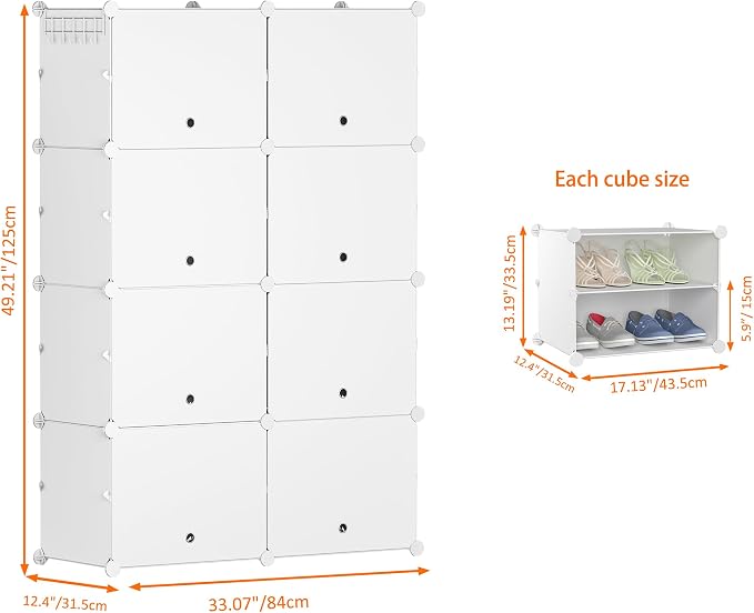 HOMIDEC Shoe Rack, 8 Tier Shoe Storage Cabinet 32 Pair Plastic Shoe Shelves Organizer for Closet Hallway Bedroom Entryway | 32 Pair, Shoe Shelves, Organizer, for Closet - Image 3