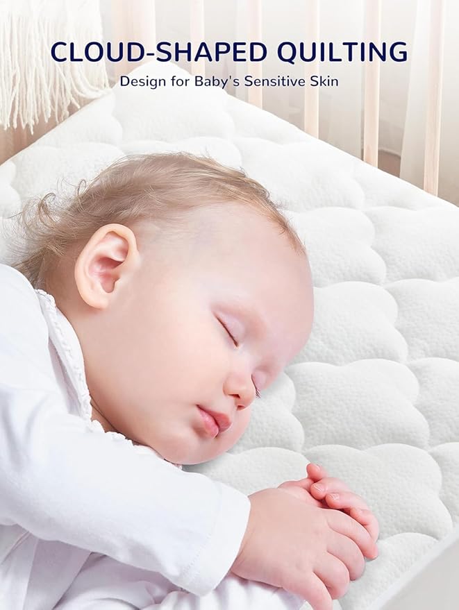 SLEEP ZONE Waterproof Crib Mattress Protector Pad 2-Pack - Quilted, Fitted Baby Mattress Cover 28"x52" - Soft Breathable Toddler Mattress Pad Noiseless Infant Bed Topper - Deep Pocket 14", White