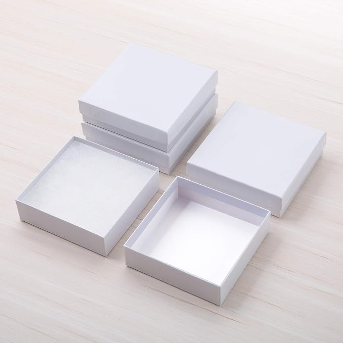 GEFTOL Jewelry Gift Boxes 40 Pack 3.5x3.5x1 Inch Cardboard Jewelry Boxes,Small Gift Boxes for Jewelry Earrings Necklaces Handmade Bangles Bracelets(White) - Image 6
