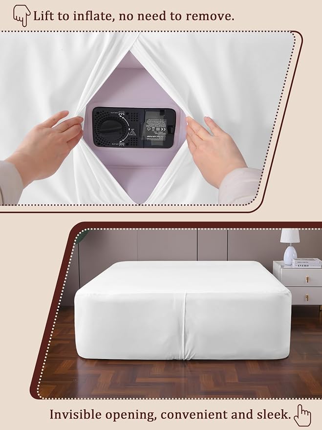 Twin Fitted Sheet for Air Mattress, with 18-24 Inch Extra Deep Pocket, Soft Breathable Air Bed Mattress Sheet Cover for Inflatable Bed, White