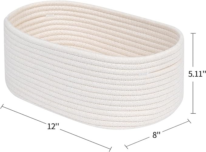 CubesLand Off White Small Storage Baskets for Shelves, Closet Organization Storage Bins Empty Gift Basket Baby Nursery Woven Baskets for Organizing, Rectangular Clothes Closet Shelves Baskets 3 Packs - Image 6