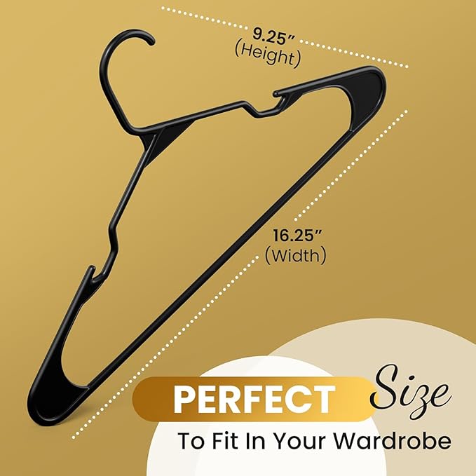 Our Modern Space 30 Pack Adult Plastic Hanger for Shirt Pants Coats Dresses Skirts Suits Jackets - Standard Thick Coat Hanger - Sturdy & Durable Design with Shoulder Grooves Hook - Black - Image 4