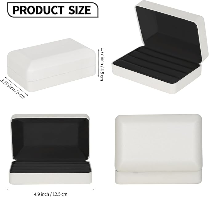 KUKUVR Velet Ring Storage Box for Multiple Rings, Travel Jewelry Ring Stud Earrings Holder Case, 3 Slot Portable Ring Display Organizer Case (White) - Image 2