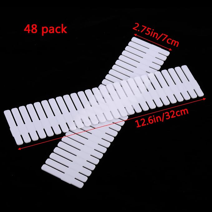 Foraineam 48Pcs Drawer Dividers, Adjustable DIY Grid Divider White Storage Organizer Separator, Socks Underwear Scarves Makeup Drawer Organizer Divider for Dresser Bedroom Office Kitchen Storage - Image 2