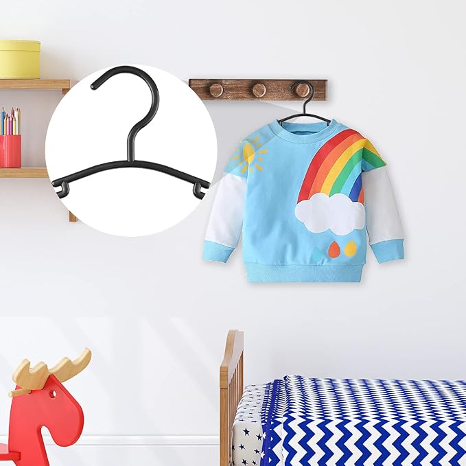 GoodtoU Toddler Hangers Plastic Hanger for Toddler Clothes Baby Hangers 60 Pack Kids Children Hanger Black - Image 5