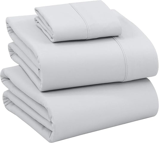 RUVANTI 100% Cotton Sheets – Twin Size Percale Bedding, Cooling & Breathable, Durable with a Crisp, Soft & Comfortable Feel, 16" Deep Pocket, 3-Piece Set, Quiet Gray