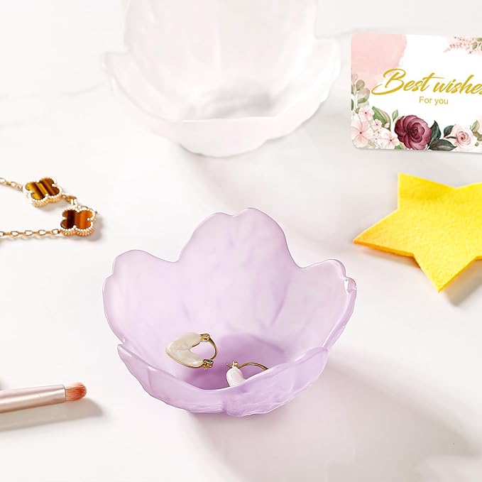 Gifts for Women Flower Jewelry Dish Ring Holder Jewelry Tray Vanity Organizer Room Decor Aesthetic Dorm Bathroom Decor Decorative Trinket Dish for Rings Earrings Necklaces Friendship Birthday Gifts - Image 2