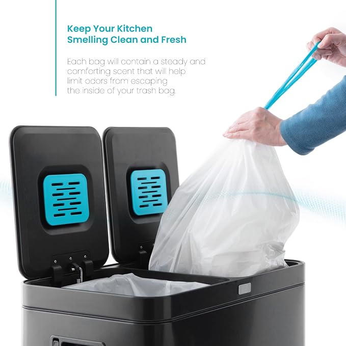 Home Zone Living 8 Gallon Kitchen Trash Bags with Drawstring Handles, Heavy Duty Custom Fit Design for 30 Liter Dual Recycling Liners, Code 30R, 60-Count - Image 4