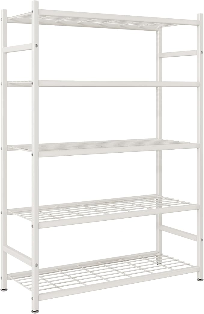Storage Shelves, 5-Tier Metal Shelving Unit with Adjustable Feet, Shelf Organizer for Garage, Kitchen, Pantry and Closet Organization, 36.4" x 11.8" x 68.3", Cream White by Unknown
