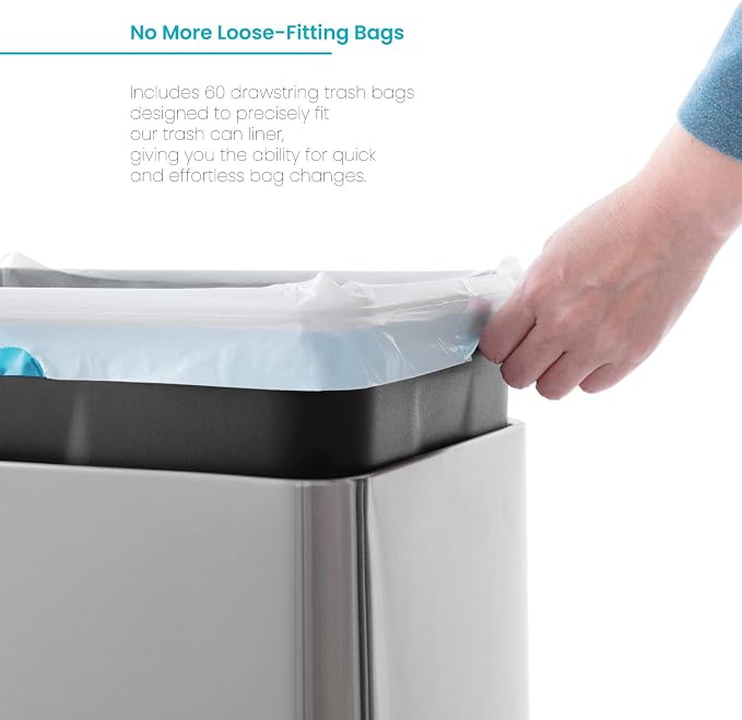 Home Zone Living 2-Pack 8 Gallon Kitchen Trash Bags with Drawstring Handles, Heavy Duty Custom Fit Design for Standard 30 Liter Kitchen Trash Cans, Code 30S, 60-Count - Image 2