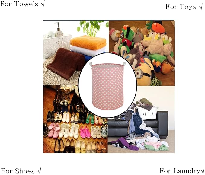 MAIZMZ Pink Laundry Basket Kids Hamper Storage Bins Girls Nursery Hamper Waterproof Organizer Toy Box Large Canvas Collapsible Chest for for Bedroom,Clothes Organizer Basket,Toys Bin,Room Decor - Image 3