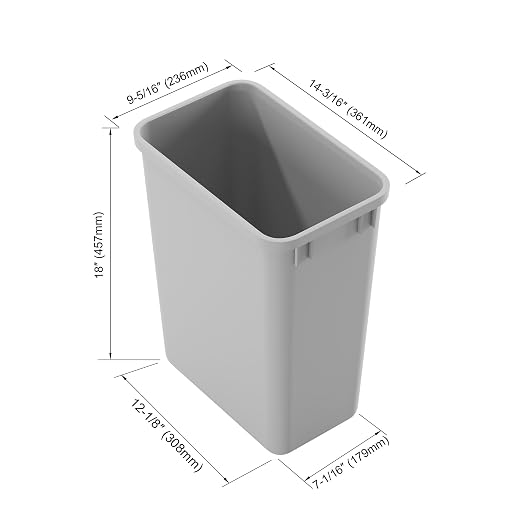 Dowell 35Qt Wastebasket Trash Container, 9Gal, Plastic, Stackable, for Kitchen/Bathroom/Office, Fits Under Sink/Desk (Can Only, Grey 4000 35 04) - Image 2