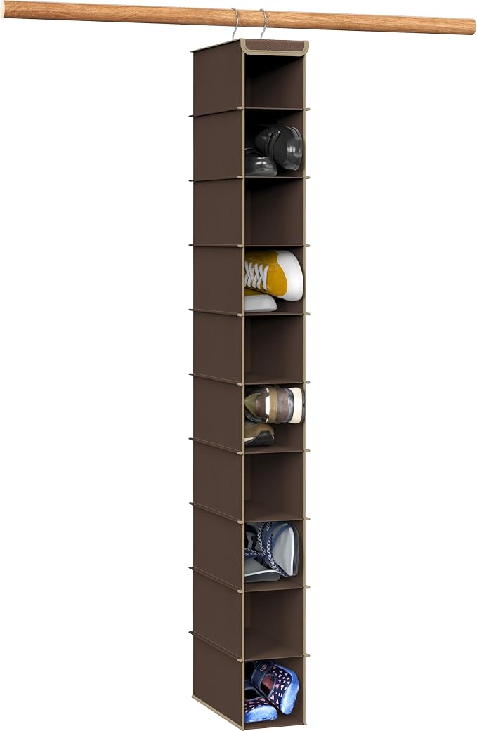 Simple Houseware 10 Shelves Hanging Shoes Organizer Holder for Closet, Brown by SimpleHouseware