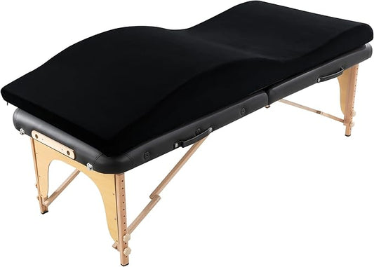 HOMBYS Ergonomic Curvy Foam Massage Bed Mattress Topper, Massage Table Mattress Topper with Removable Velvet Cover, Non-Slip Lash Bed Cushion Only for Beauty Salon(Bed Not Included), Black