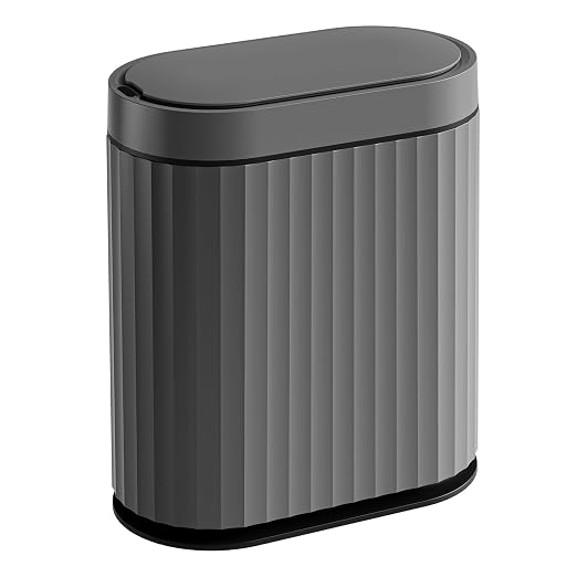 ELPHECO Bathroom Motion Sensor Trash can, 2 Gallon Automatic Garbage Can, Slim Plastic Smart Trash Can with Lid, Commercial Intelligent Trash Bin for Bedroom, Bathroom, Office, Cement Grey Black - Image 7