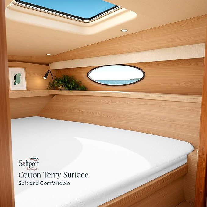Universal XL V Berth Mattress Protector Waterproof Mattress Cover Pad Cover Breathable Noiseless 8 Inch Deep Pocket Noiseless,Vinyl,PVC Free,Matressprotector