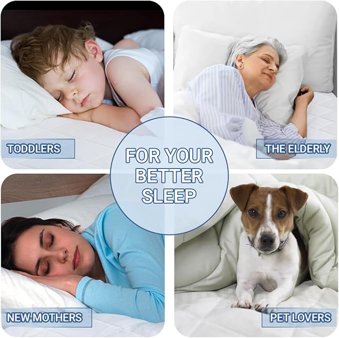 Quilted Mattress Pad White Fitted Waterproof Cotton Protector Cover by Abstract (39 x 75 (Twin))