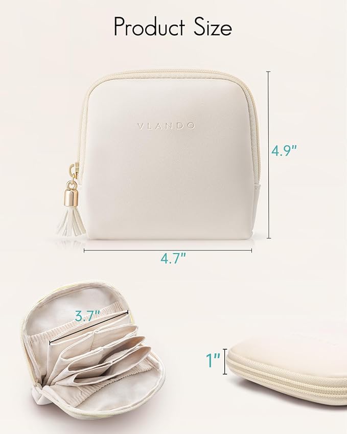 VLANDO Mini Jewelry Travel Case, Mothers Day Gifts for Mom, Jewelry Pouch Bags with Zipper, Velvet Jewelry Organizer Storage Bag for Bracelet Rings Earring Travel Essentials-White - Image 5