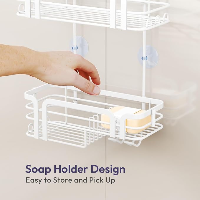 SWTYMIKI Shower Caddy Hanging Organizer - Over the Door Shower Caddy with Soap Holder, 11 Hooks, 2 Installation Ways, Stainless Steel Rustproof Bathroom Organizer, Black - Image 6