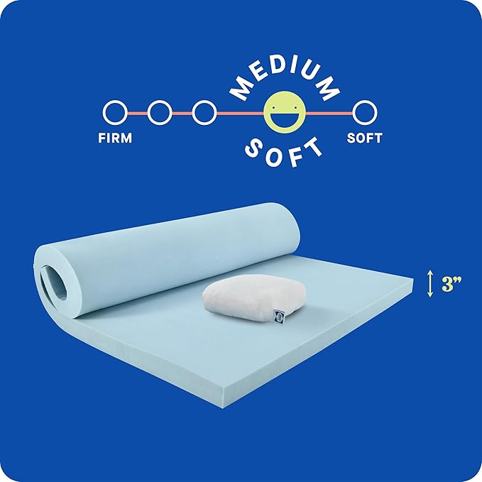 Sealy Dreamlife 3” Gel Memory Foam King Mattress Topper with Cooling Cover, SealyComfort Gel Foam, SealyCool Stretch Knit Cover with Corner Straps