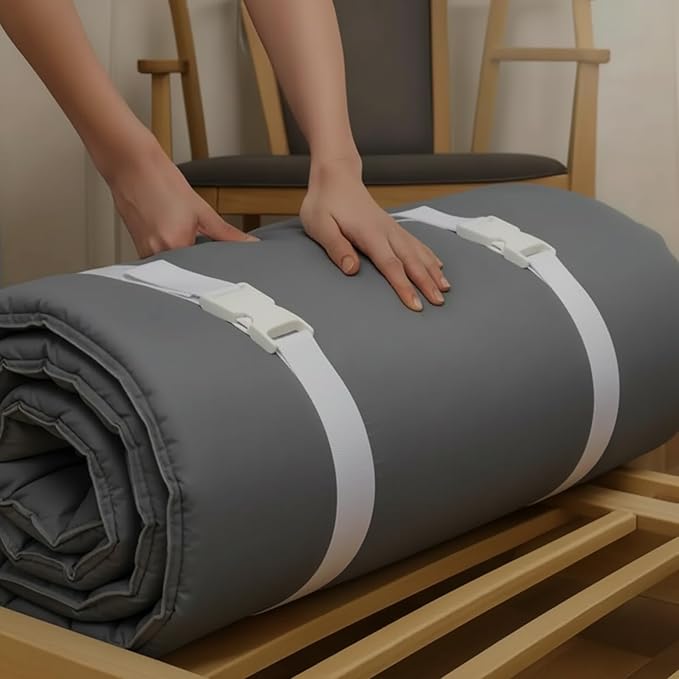 2 Pcs 60" x 2" Mattress Topper Straps Adjustable Memory Foam Packing Straps with Buckles for Home Mattress Moving or Storage, White