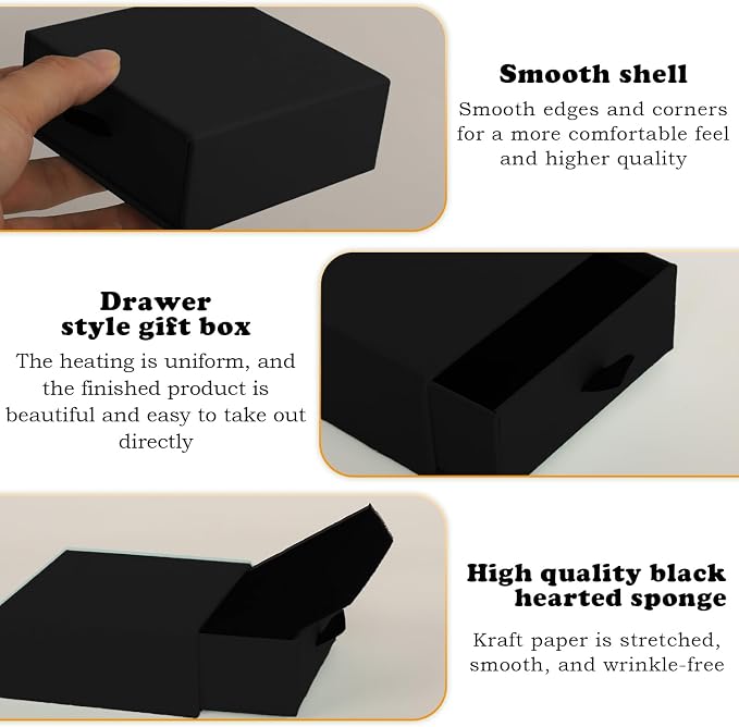Nsmykhg Jewelry Gift Box Velvet-Lined,12 Pack Compact Drawer Style for Earrings & Rings, Necklace & Bracelet Organizer, 3.93x3.93x1.65 Inches, Stackable Elegant Jewelry Display & Storage Box (Black) - Image 3