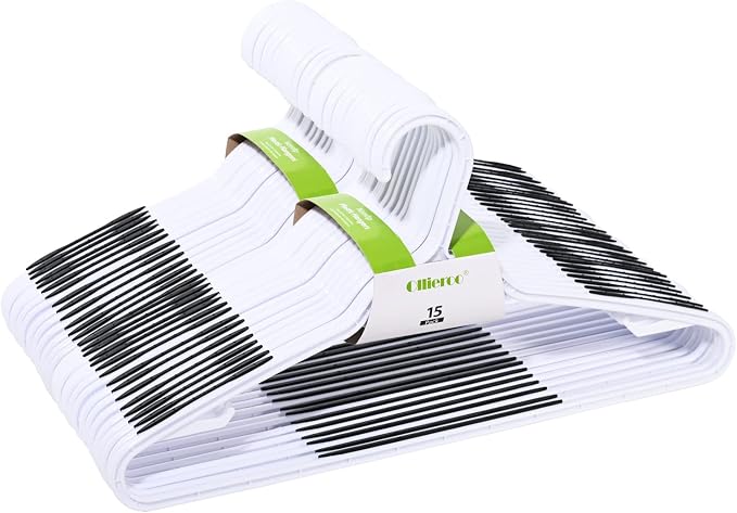 30 Pack Bendable Plastic Hangers Light-Weight Non-Slip Clothes/Suit Hangers(Black) by Ollieroo