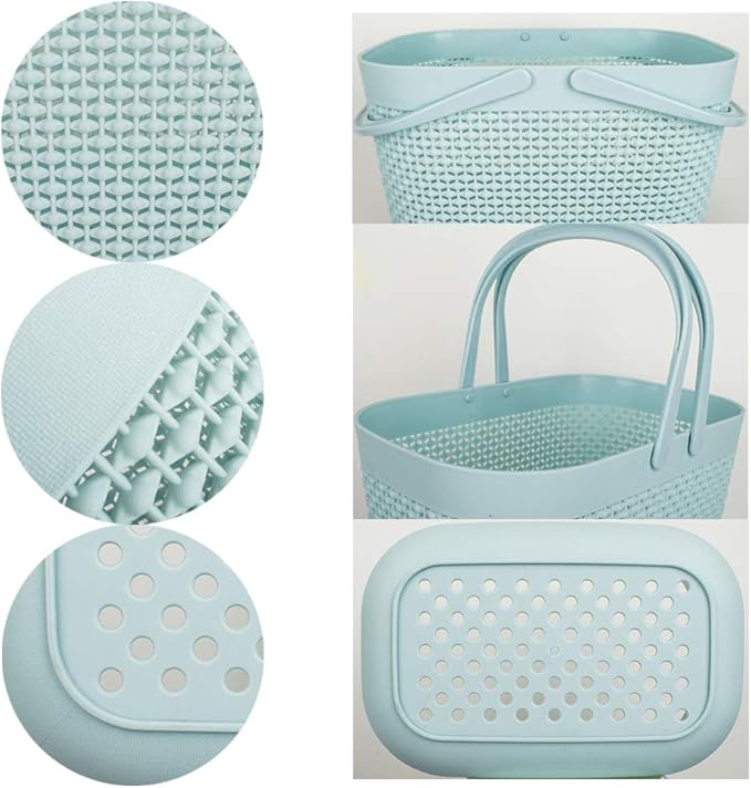 UUJOLY Plastic Organizer Storage Baskets with Handles, Shower Caddy Bins Organizer for Bathroom and kitchen (Blue) - Image 4