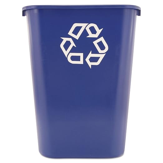 Rubbermaid Commercial Products Deskside Recycling Can, 10.25-Gallon/41-Quart, Blue Recycling Symbol, Plastic, for Bedroom/Bathroom/Office/Under Desk/Sink by RubbermaidCommercialProducts