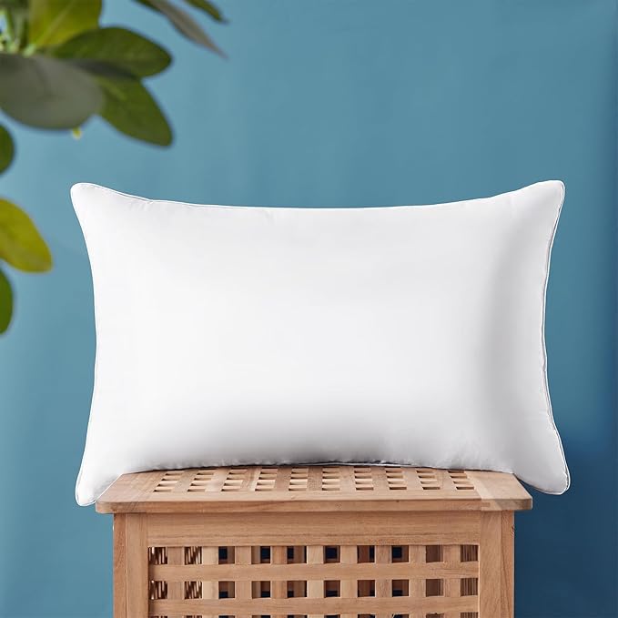 CozyLux Soft Supportive Bed Pillows for Side and Back Sleepers, Oeko-Tex Certified Down Alternative Filling, Hotel Quality Fluffy Sleeping Pillow, King Size Set of 1, White, 19" x 34"