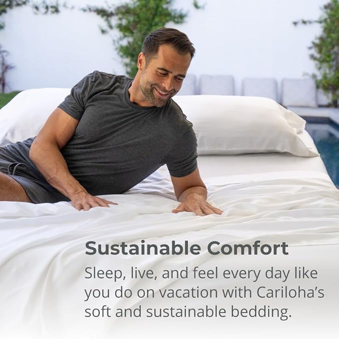 Cariloha Luxurious Aloha Soft Mattress Protector | White | Queen | 100% Waterproof Top | Deep Pocket Design | Corner Active Band