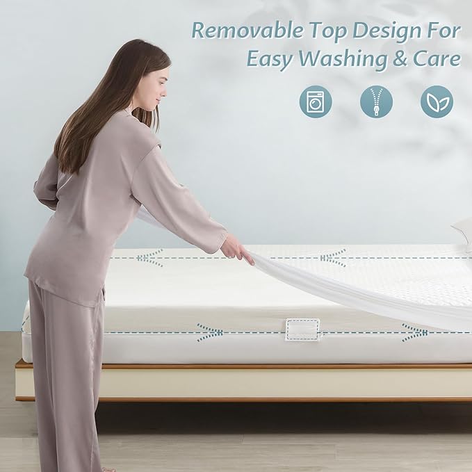 King Size Mattress Protector with Zipper - 100% Waterproof Zippered Mattress Cover - Soft & Cooling Noiseless Bed Mattress Covers - Top Removable Mattress Encasement 13-15" Deep