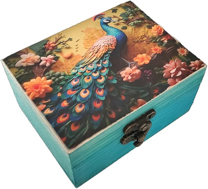 JB&C Premium Peacock Trinket Box Small Jewelry Keepsake Box | Earrings Necklace Storage Box for Girls Women | Peacock lovers Gift Idea, Animals Ornaments for Home Décor (3PS) by JB%26C+Premium