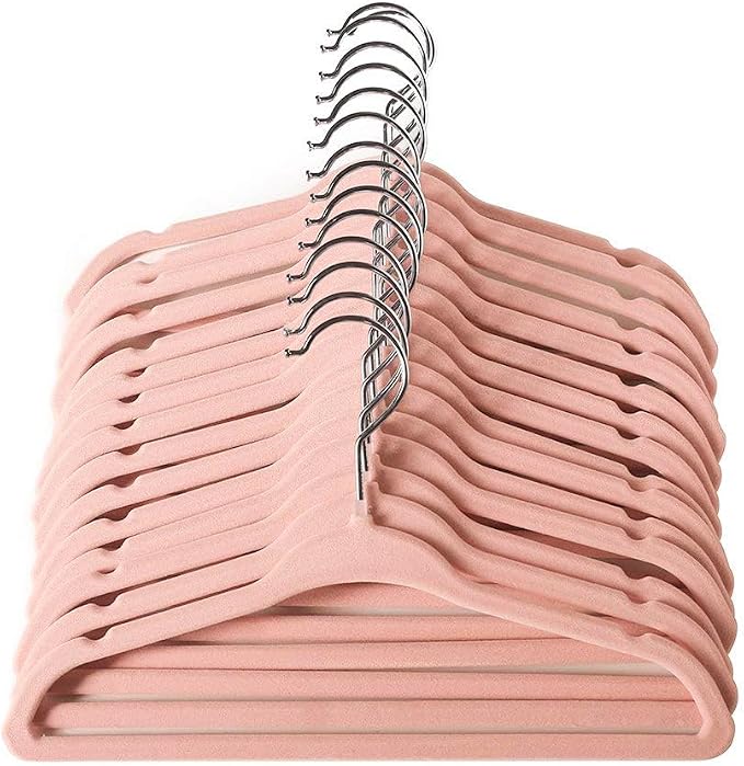 ManGotree Baby Hangers, Childrens Hanger Kids Coat Hangers with Ultra Thin & Non-Slip Design 15 Pack (Light Pink) by ManGotree