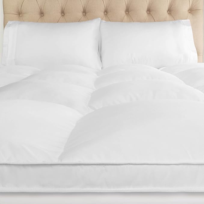 Superior Mattress Topper, Down Alternative, 2 Inch Deep Sized Bed Pillow Top, Comfort Pad, Fluffy Mattress-Topper Protector, Plush Cooling Extra Soft, Hotel Quality, Sleep, All-Season, Queen, White