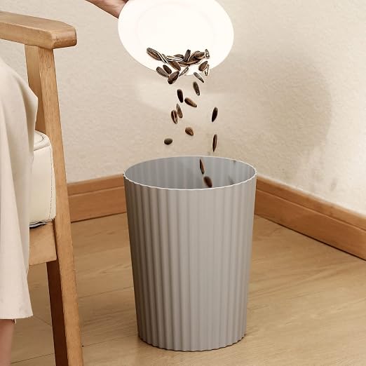 JiatuA Small Trash Can Plastic Wastebasket Round Garbage Container Bin for Bathroom, Kitchen, Bedroom, Home Office, College Dorm, Grey 2 Pack - Image 5