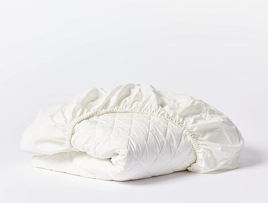 Coyuchi Organic Cotton Mattress Pad, California King, Soft Cotton Mattress Cover, White